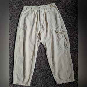 NWOT Free People Summer Khaki Bay To Breakers Cargo Cotton Pants M